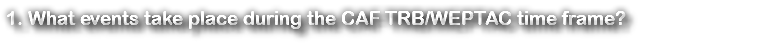 1. What events take place during the CAF TRB/WEPTAC time frame?